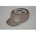 Brown/White Cadet Military Hat w/Rhinestone and Print/Embroidery Logo